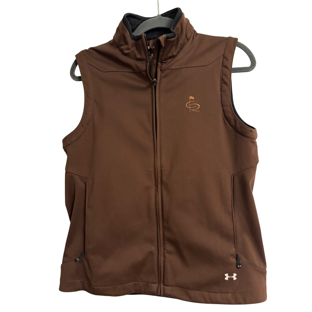 Under Armour Champions Retreat Golf Vest Brown Full‎ Zip Softshell Small